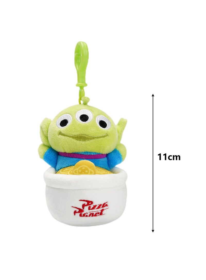 11cm Cute Plush Keychain Toy, Life Winner Green Three-Eyed Plush Texture Pendant, Bag Pendant Decoration, Suitable For Children Over 0 Years Old Toy Gift - Image 2